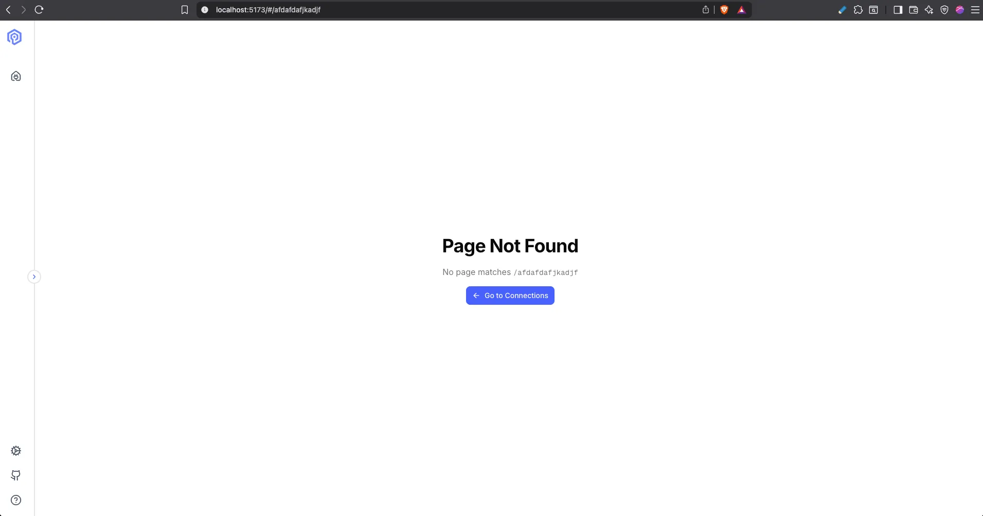 Page Not Found screen with a Go to Connections button